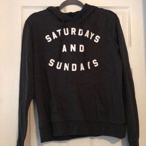 Fun dark grey “Saturdays and Sundays” hoodie. Sz L